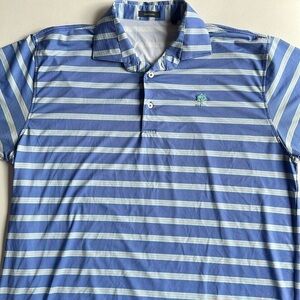 Turtleson‎ blue/pink striped polo tennis prep classic traditional casual large